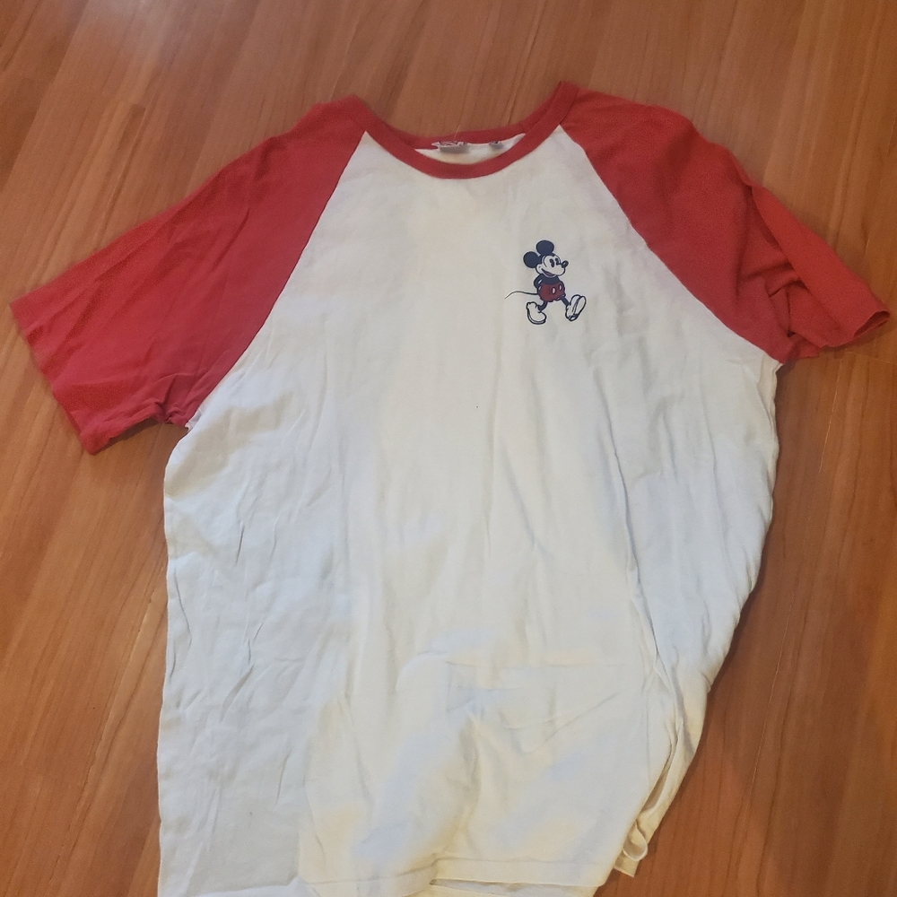 Disney Red and White Mickey Mouse Short Sleeve Tee